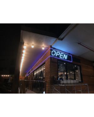 40 meters full color neon frame, color changeable and remoted controlled, 130x55cm neon OPEN sign for the one 8 three pizzeria pasta bar in rosebud VIC 3939