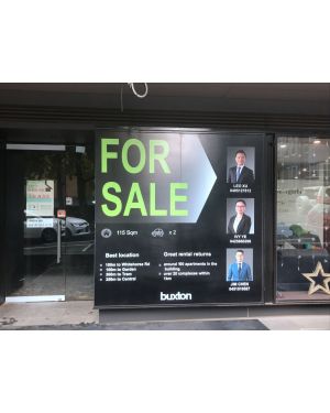 255x 190cm waterproof window sticker for buxton real estate agent in Boxhill VIC 3128