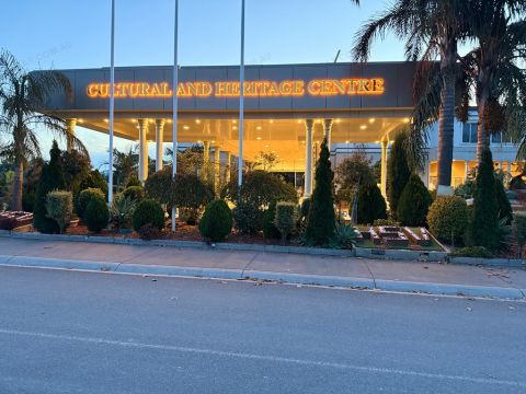 Outdoor backlit letters in gold color for hindu society Melbourne