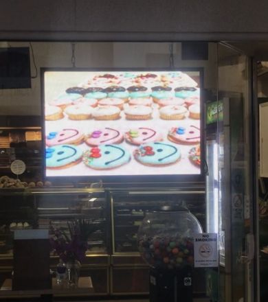 Outdoor Panel Sign and LED Screen for Bakery