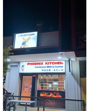 370x85cm light box, 85x50cm double sided light box, 200x37 high resolution led screen, 3D acrylic letters for Phoenix Kitchen Point Cook