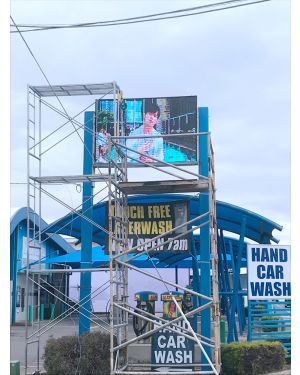 260x120cm, 5.5 meter high outdoor double sided normal resolution LED screen for car wash shop in Military Road, Avondale Heights, Vic 3034